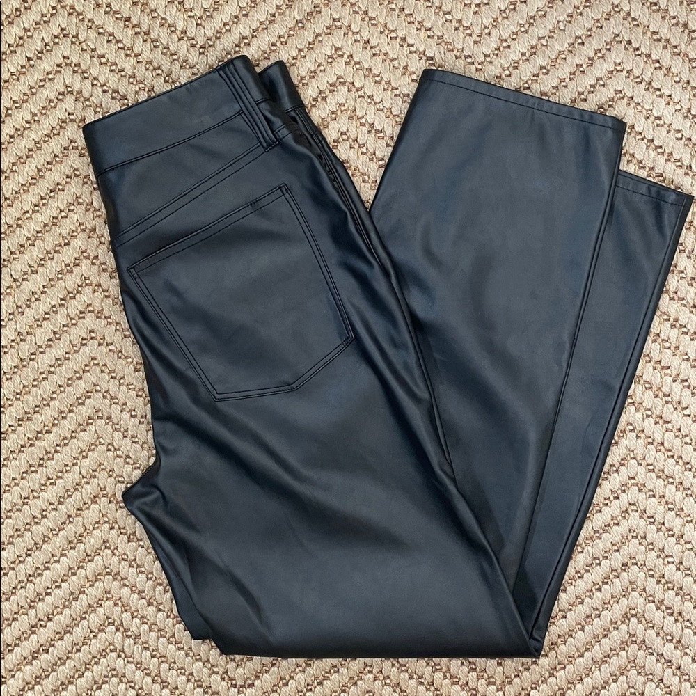 Madewell - Perfect Vintage Faux Leather Wide Legged Straight Pants - Black - 26